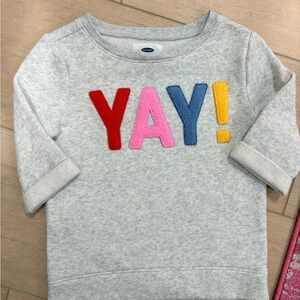 Old Navy Gray Kids Sweatshirt with Colorful 'YAY!' Design